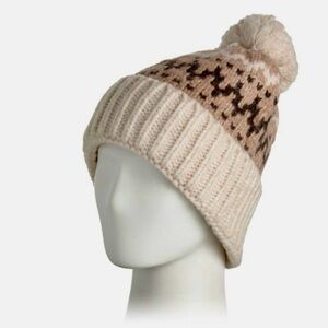 NWT aspen wool blend beanie hat Fair Isle  browns